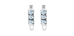 March Aquamarine & Diamond 3-stone Stud Earrings in White Gold