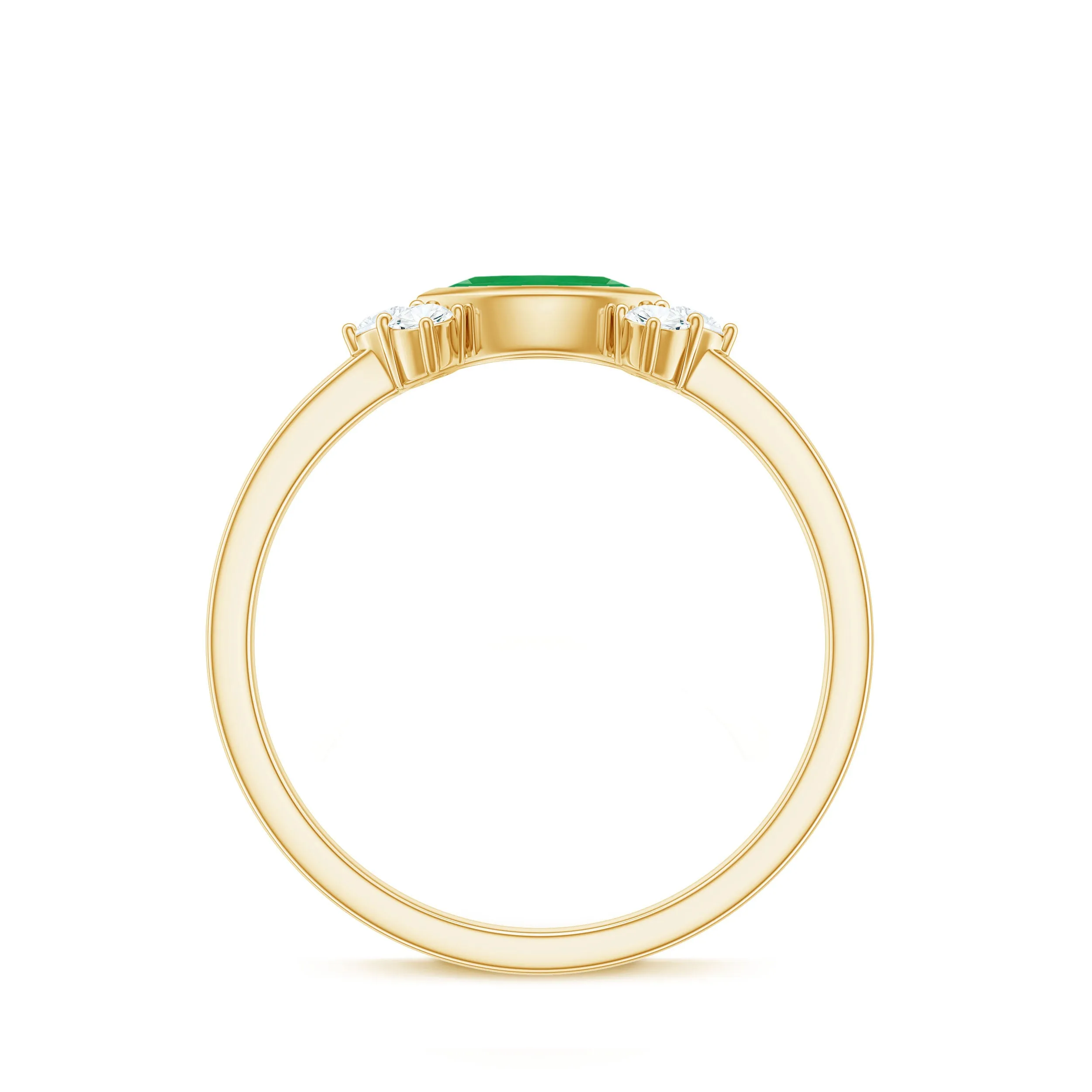 Marquise Cut Emerald East West Promise Ring with Diamond Trio