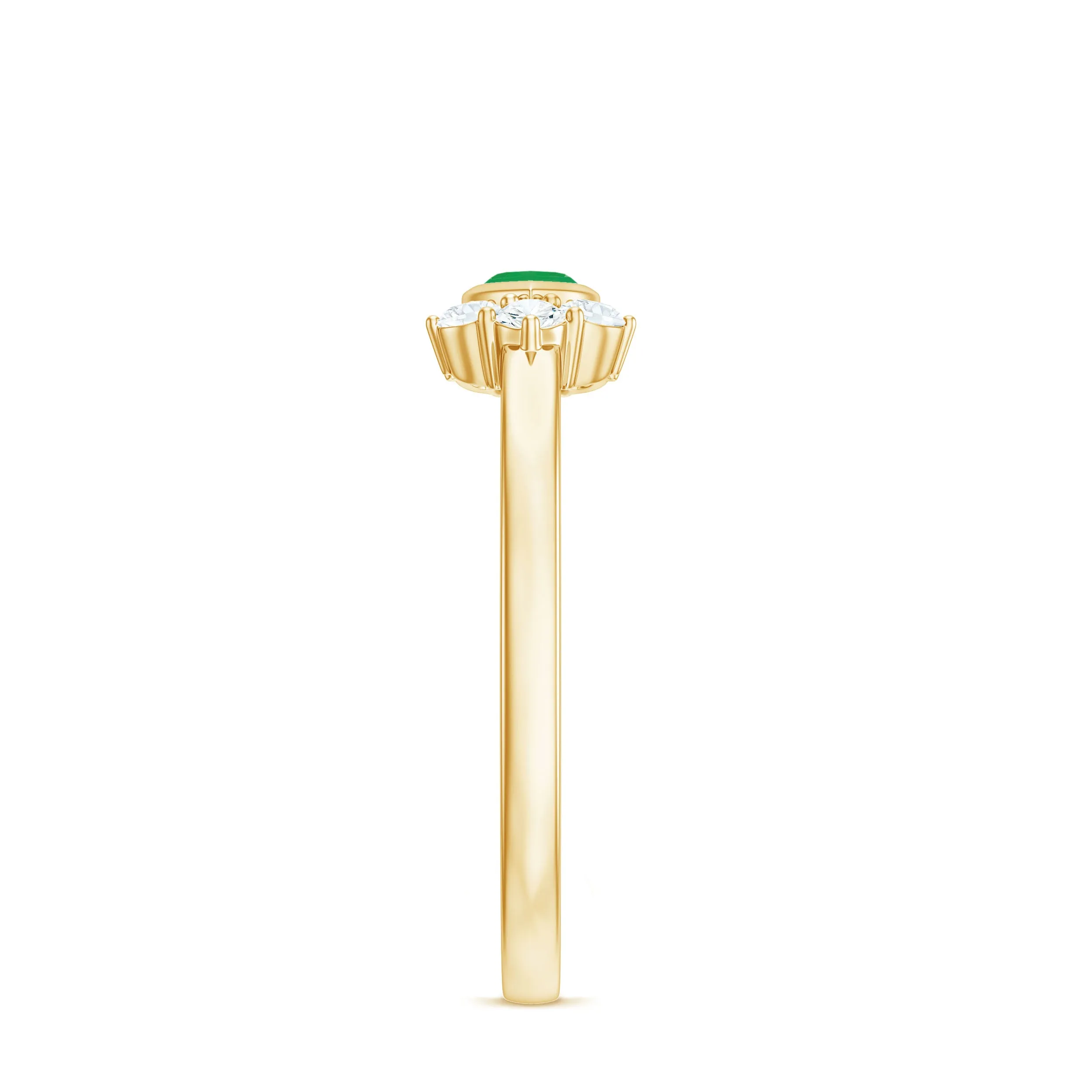Marquise Cut Emerald East West Promise Ring with Diamond Trio