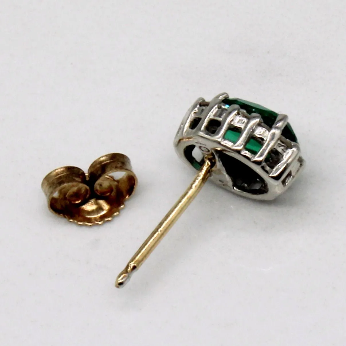 'Michael Hill' Synthetic Emerald & Diamond Stud Earrings | 1.00ctw, 0.28ctw |