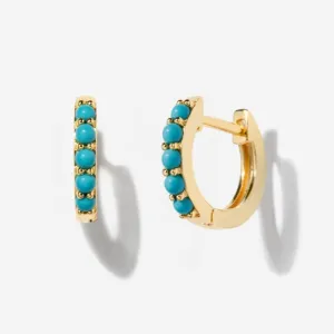 Pavé Turquoise Huggies