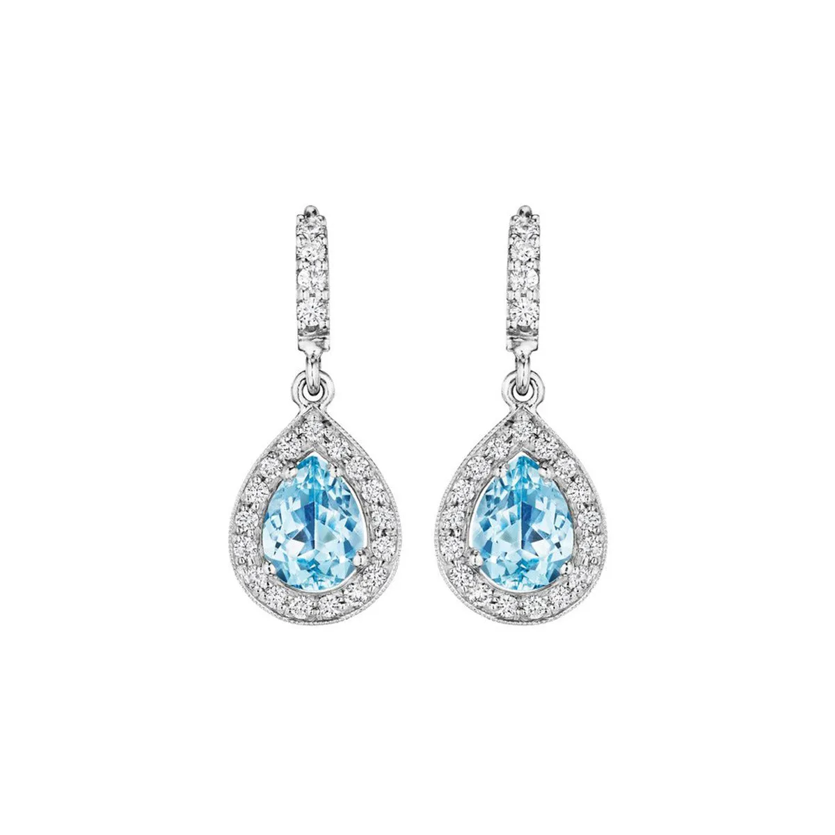 Pear Shaped Aquamarine Diamond Earrings