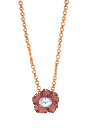 Pink Tourmaline Botanical Tropical Flower Necklace