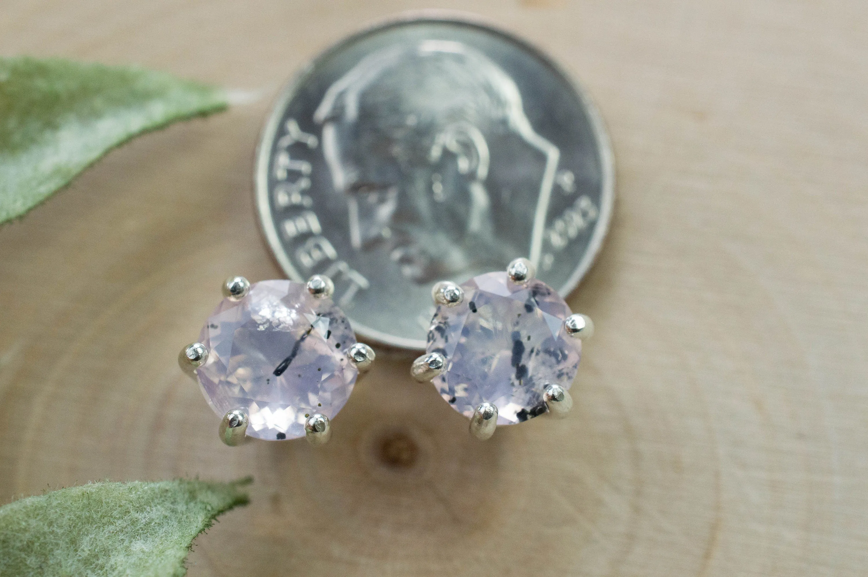Rose Quartz Earrings; Natural Untreated Tanzania Diopside Included Rose Quartz; 2.275cts
