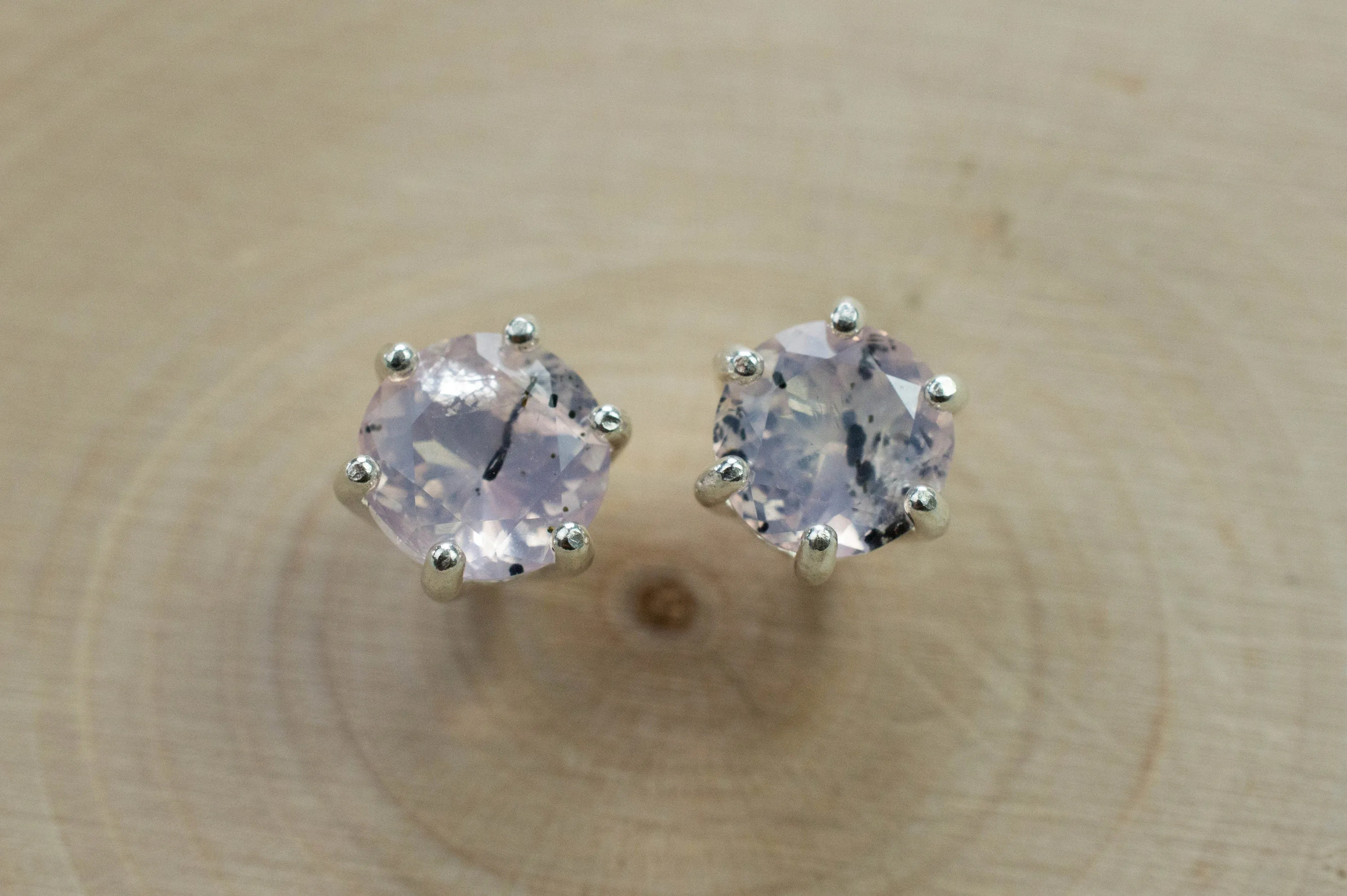 Rose Quartz Earrings; Natural Untreated Tanzania Diopside Included Rose Quartz; 2.275cts