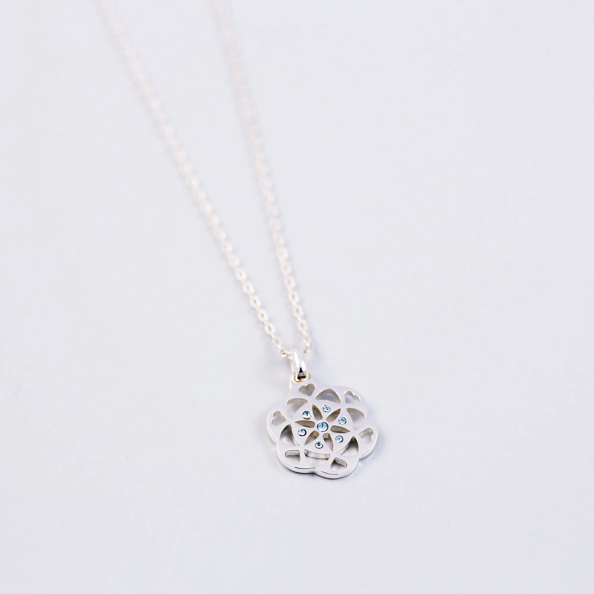 Seed of Life Aquamarine March Birthstone Necklace