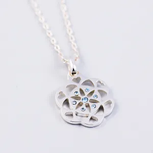 Seed of Life Aquamarine March Birthstone Necklace
