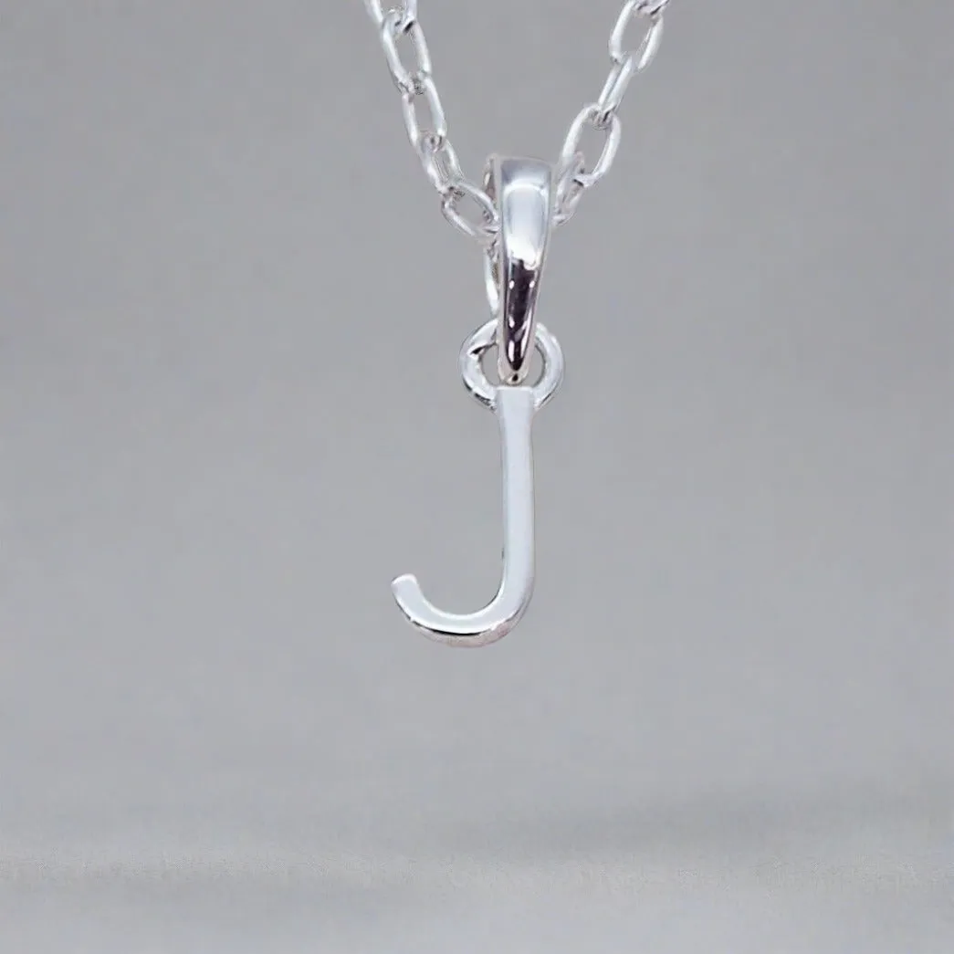 Silver Initial and March Aquamarine Birthstone Necklace