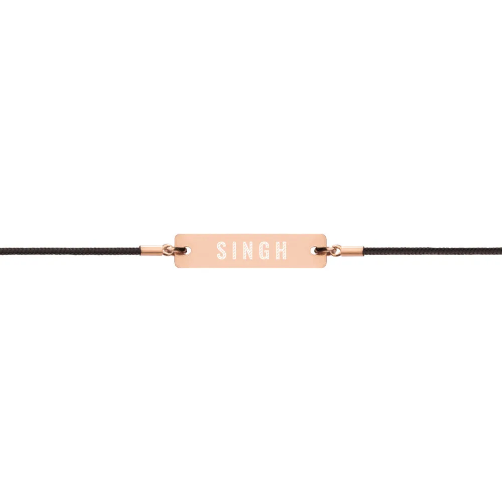 SINGH Engraved Silver Bar String Bracelet