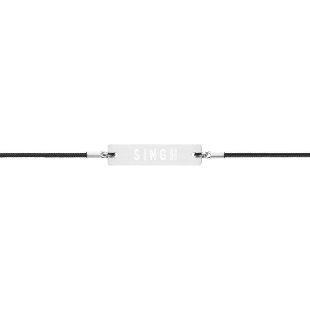 SINGH Engraved Silver Bar String Bracelet