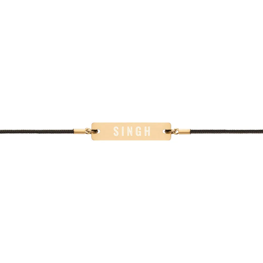 SINGH Engraved Silver Bar String Bracelet