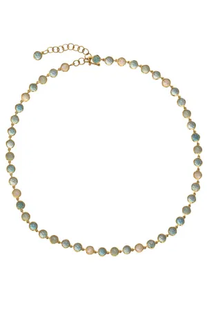 Small Classic Link Aquamarine Moonstone Necklace