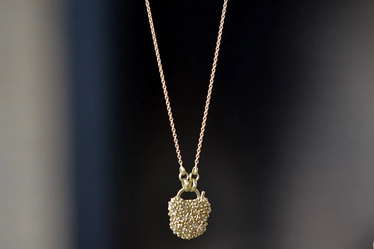 Small River Diamond Baguette Padlock Necklace