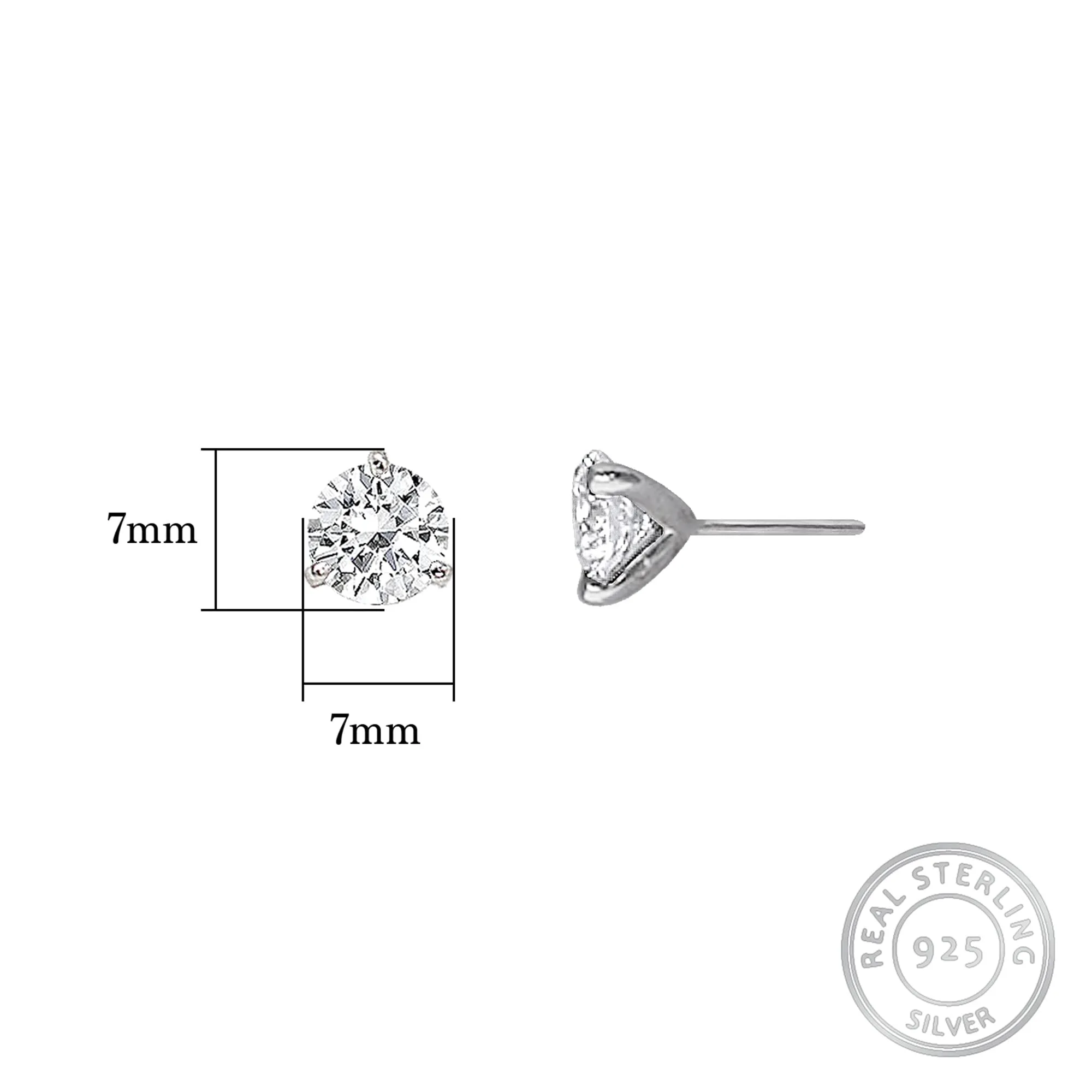 Sterling Silver Hypoallergenic Zirconia Stone Tiny Stud Earrings