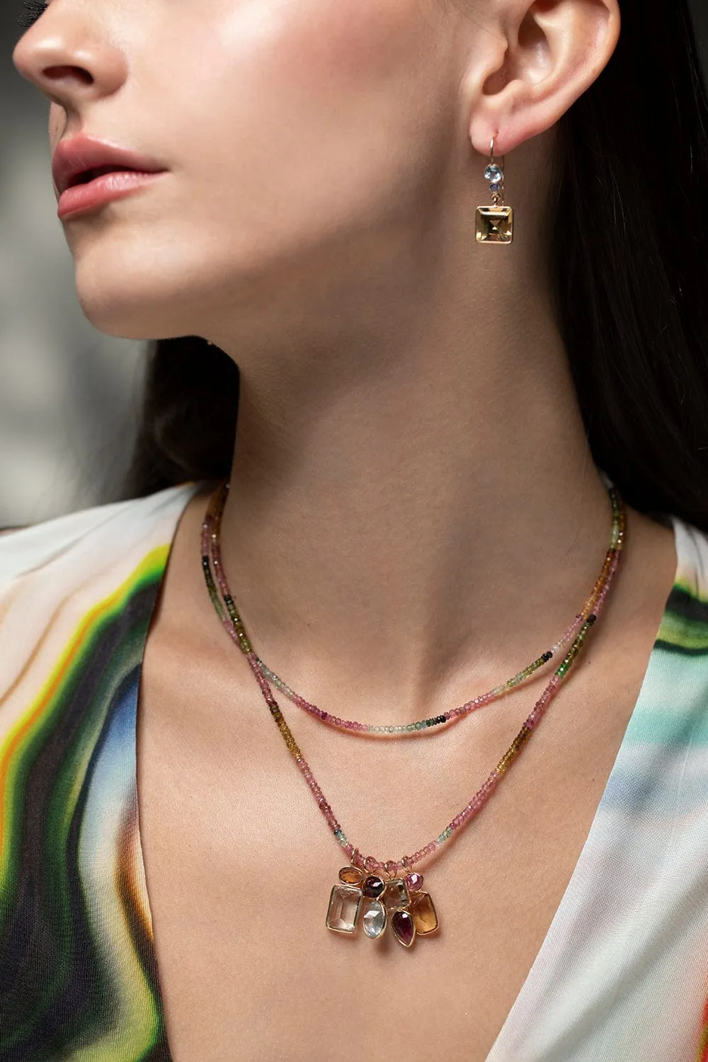 Tourmaline and Aquamarine Necklace Charm