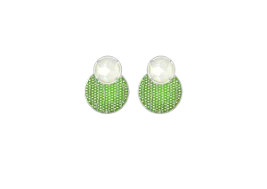 TRACEY CHEN |  EARRINGS | 天然翡翠琺瑯耳飾 (白金-橘色, 綠色)