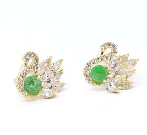 Type A Jadeite Jade Earrings s925 Silver Inlay YN-LG3E-CKVN