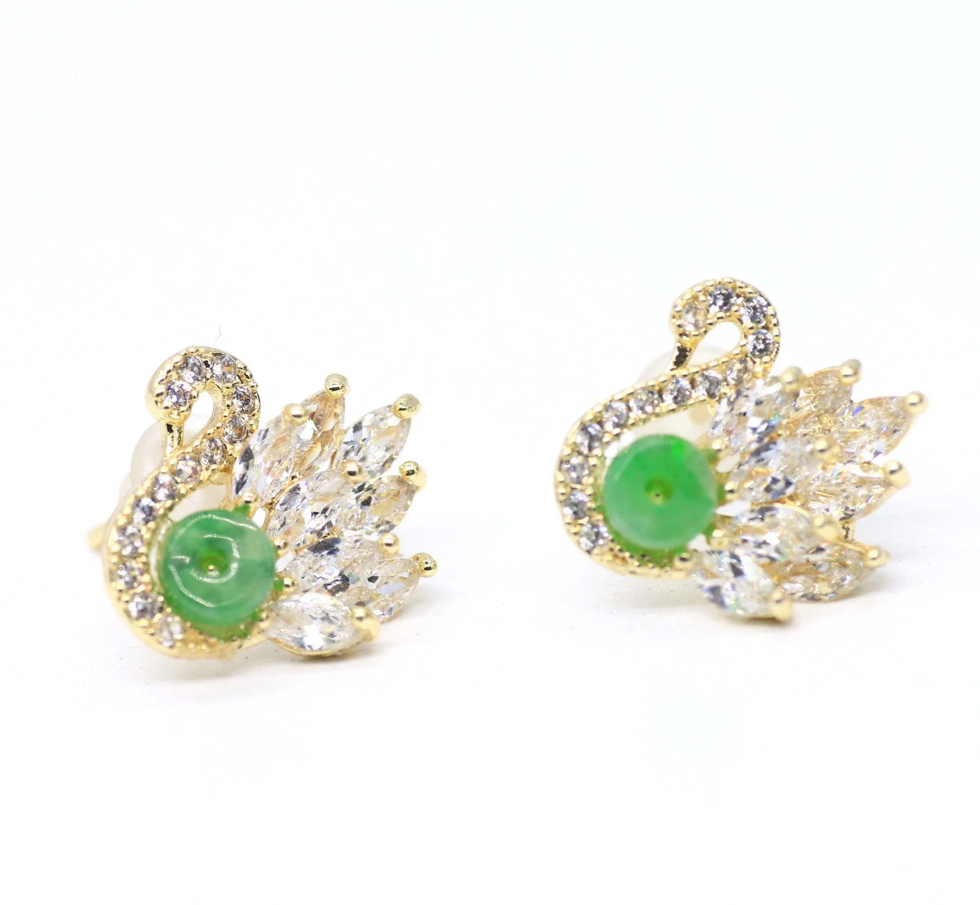 Type A Jadeite Jade Earrings s925 Silver Inlay YN-LG3E-CKVN
