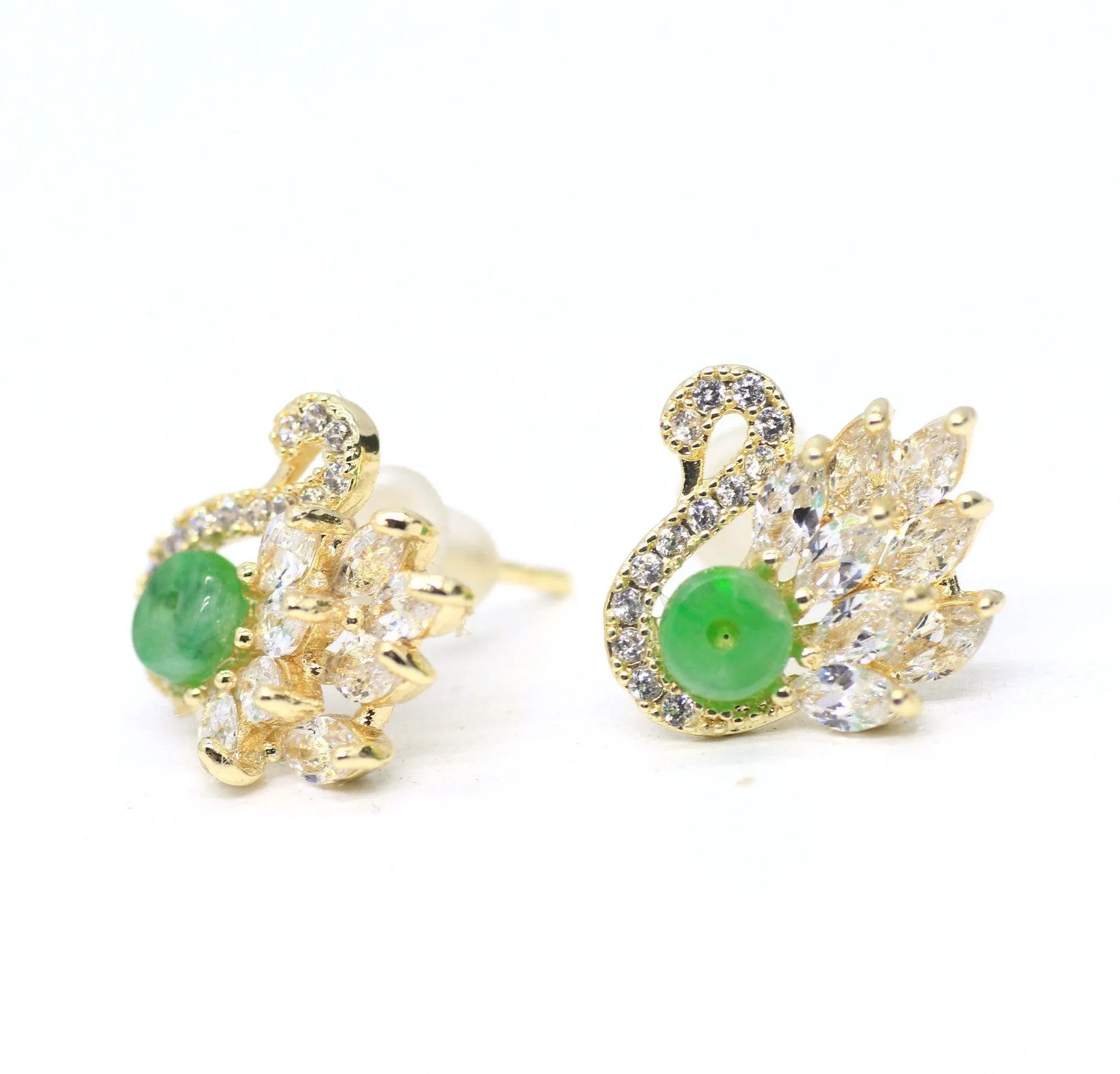 Type A Jadeite Jade Earrings s925 Silver Inlay YN-LG3E-CKVN