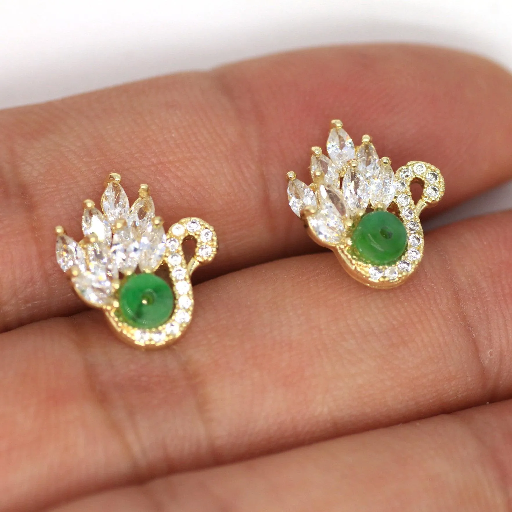 Type A Jadeite Jade Earrings s925 Silver Inlay YN-LG3E-CKVN