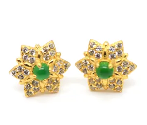 Type A Jadeite Jade Earrings s925 Silver Inlay Z6-5CV7-MHGA